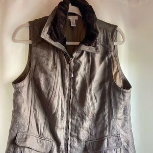 Chico’s soft metallic zip vest, soft fleece lining, pockets. Med Free Shipping!